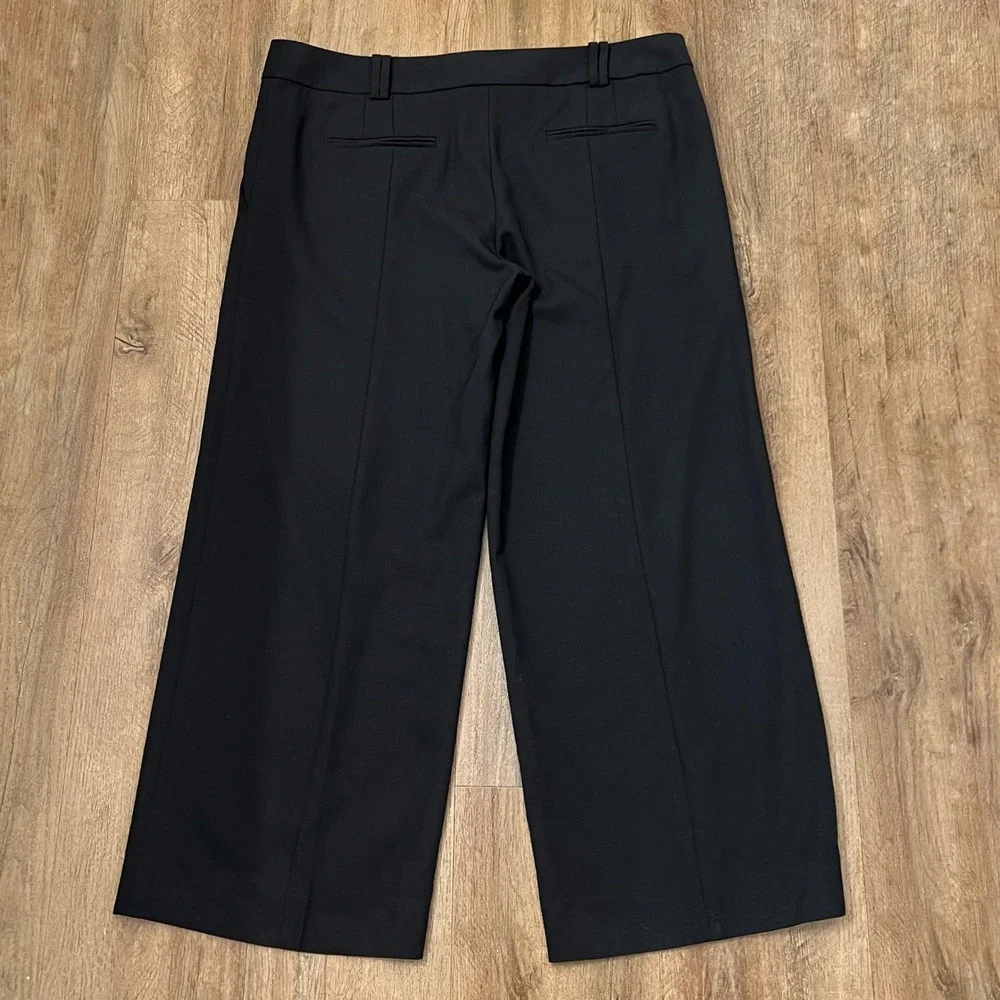 Tory Burch Black Wool Blend Wide Leg Trousers Pants Size 12